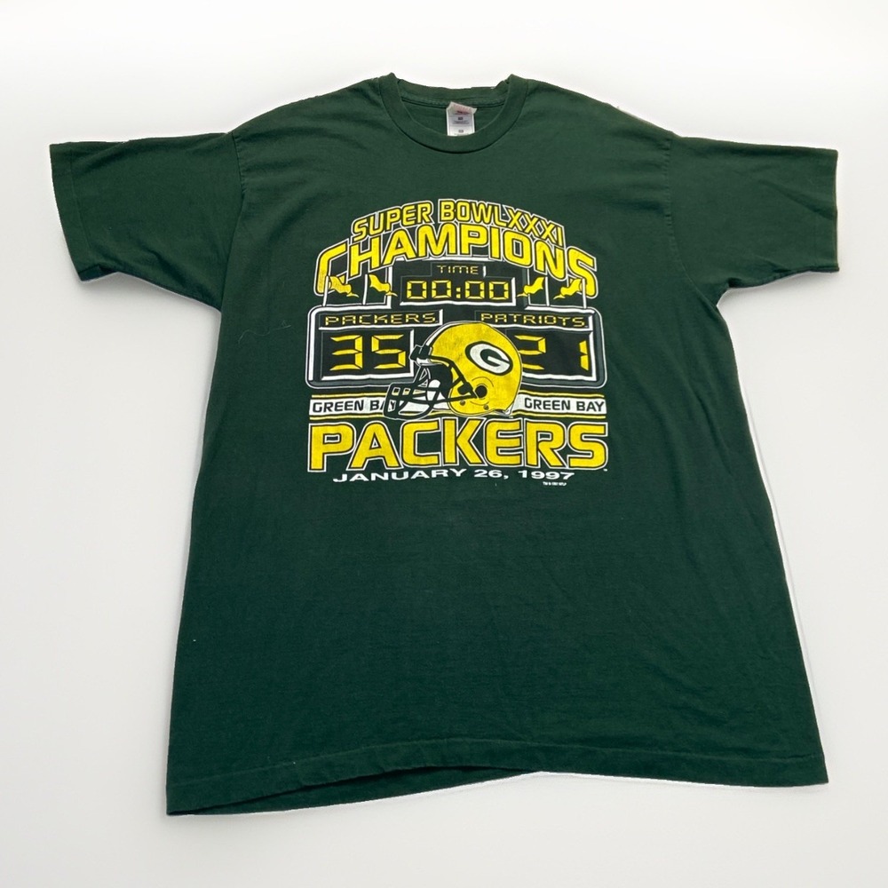 Green Bay Packers Shirt Mens 2XL Vintage Logo 7 1997 Super Bowl Champions NFL